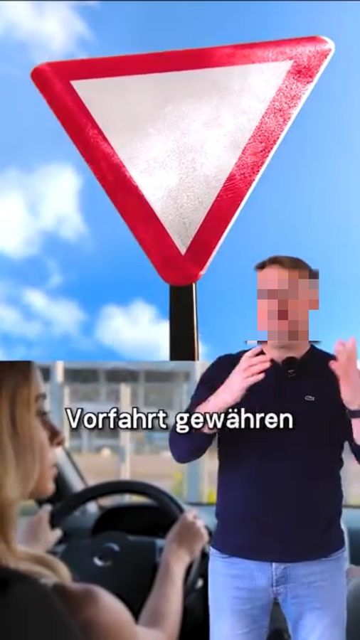 Fahrschul-Reel im Education-Format, Erklärung Verkehrszeichen Vorfahrt gewähren